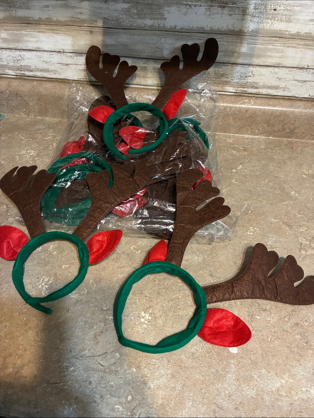 Christmas Kids Reindeer Antler Headbands - Brown & Green Holiday Accessory (12)